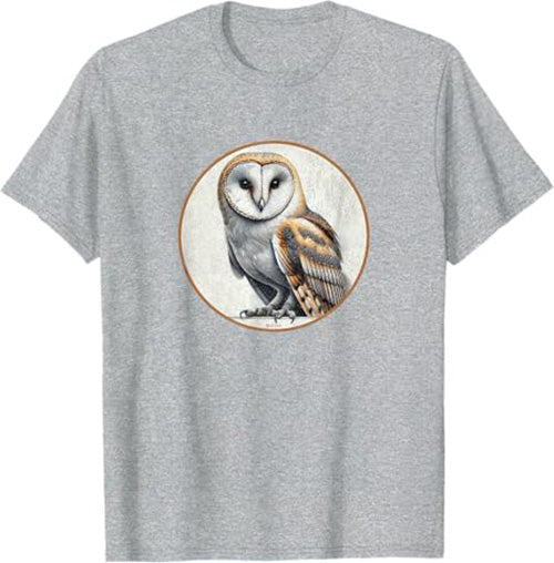 Barn Owl T-Shirt Retro Design by Bird.fan