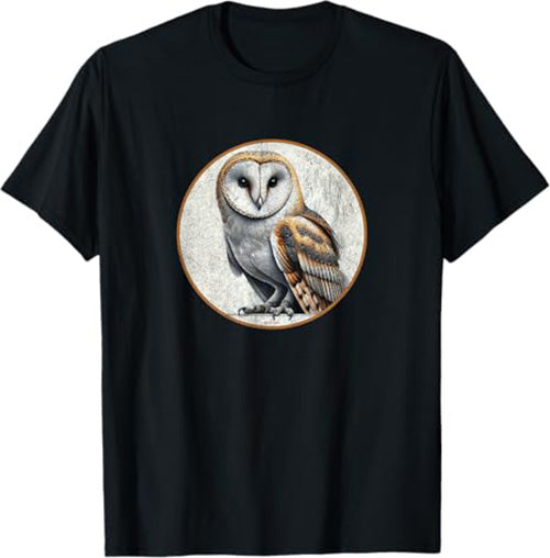 Barn Owl T-Shirt Retro Design by Bird.fan