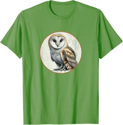 Barn Owl T-Shirt Retro Design by Bird.fan