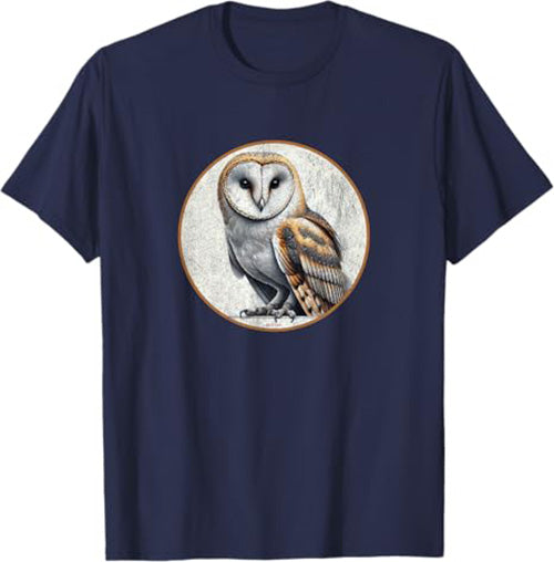 Barn Owl T-Shirt Retro Design by Bird.fan