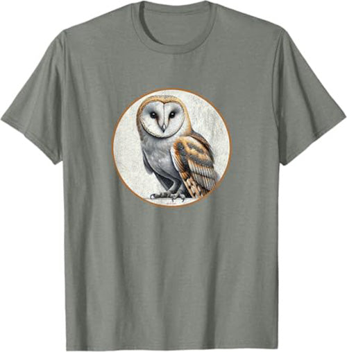 Barn Owl T-Shirt Retro Design by Bird.fan