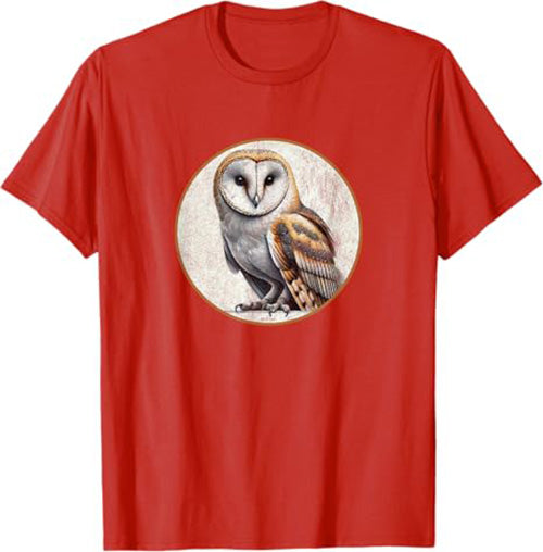 Barn Owl T-Shirt Retro Design by Bird.fan