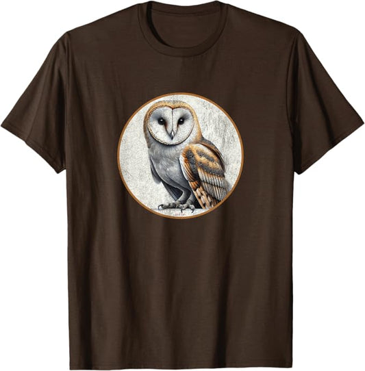 Barn Owl T-Shirt Retro Design by Bird.fan | Men's Birding Graphic Tee