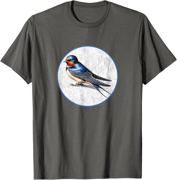 Barn Swallow T-Shirt Retro Design by Bird.fan | Men's Birding Graphic Tee