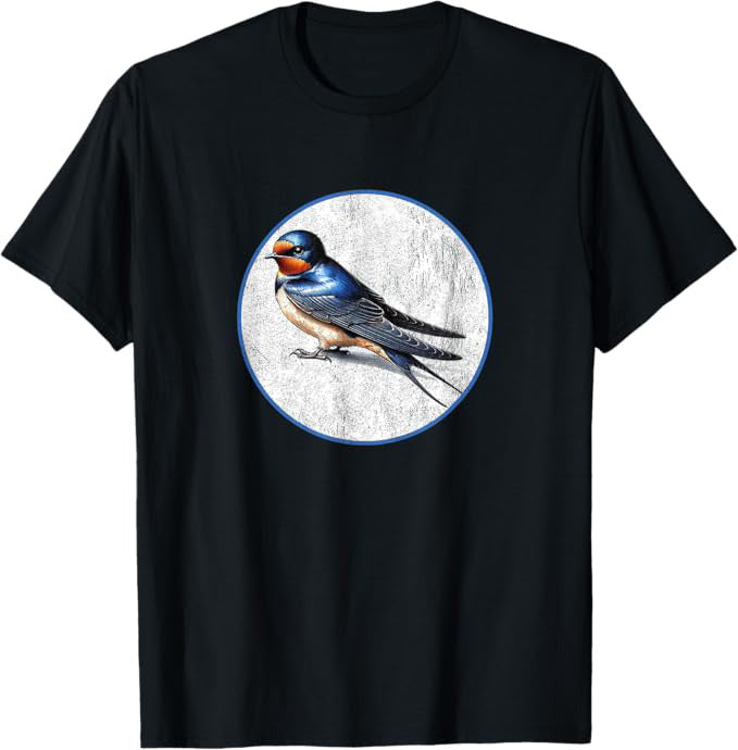 Barn Swallow T-Shirt Retro Design by Bird.fan | Men's Birding Graphic Tee