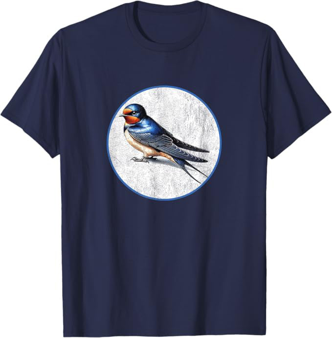 Barn Swallow T-Shirt Retro Design by Bird.fan | Men's Birding Graphic Tee