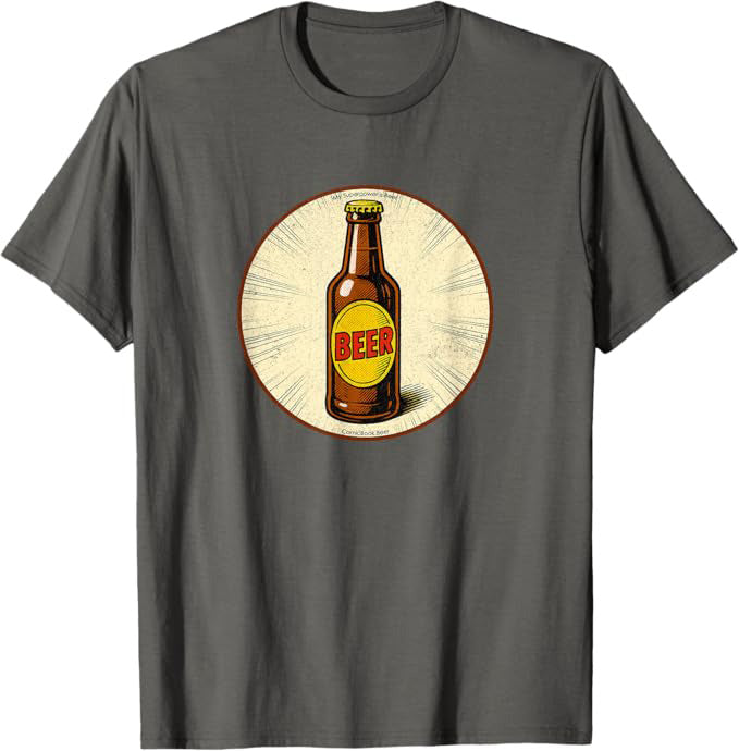 Retro Beer Bottle Superpower Comic Book Design T-Shirt | by ComicBook.beer