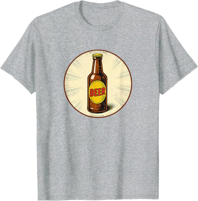 Retro Beer Bottle Superpower Comic Book Design T-Shirt | by ComicBook.beer