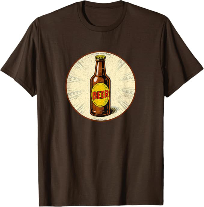 Retro Beer Bottle Superpower Comic Book Design T-Shirt | by ComicBook.beer