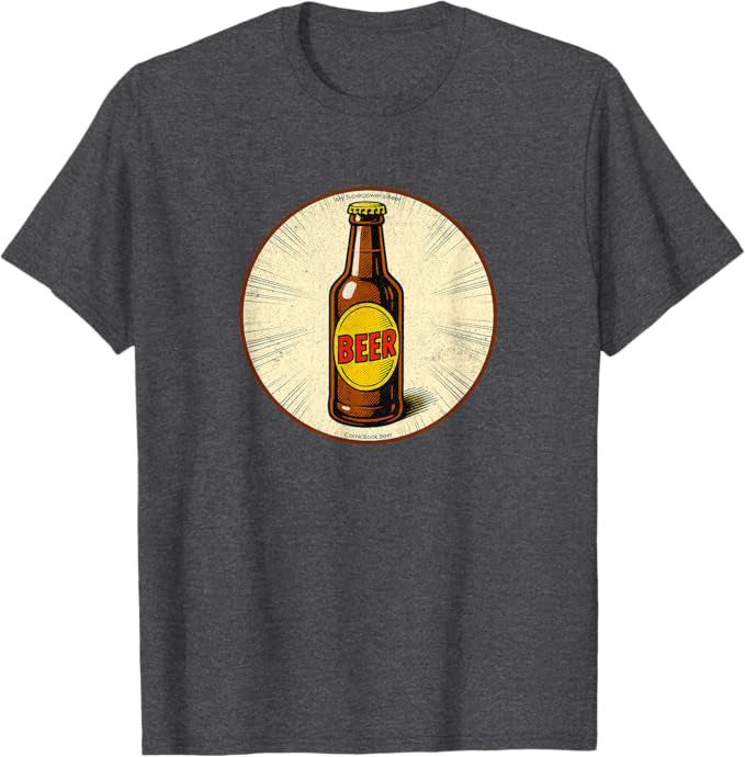 Retro Beer Bottle Superpower Comic Book Design T-Shirt | by ComicBook.beer