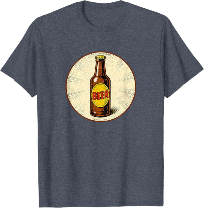 Retro Beer Bottle Superpower Comic Book Design T-Shirt | by ComicBook.beer
