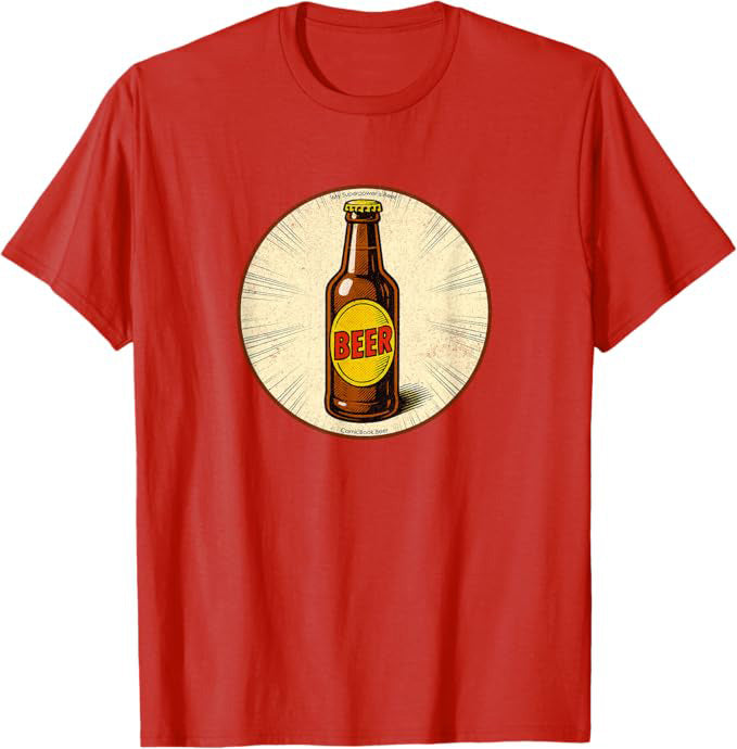 Retro Beer Bottle Superpower Comic Book Design T-Shirt | by ComicBook.beer