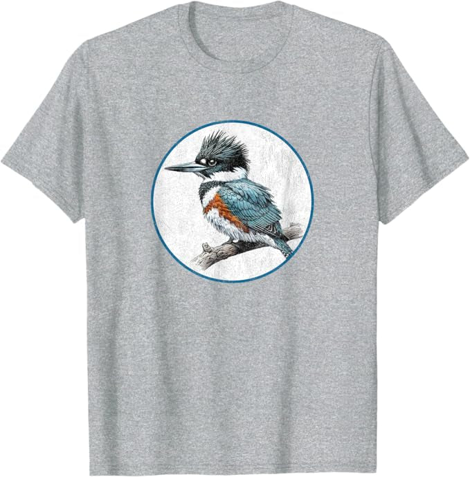 Belted Kingfisher T-Shirt Retro Design by Bird.fan | Men's Birding Graphic Tee