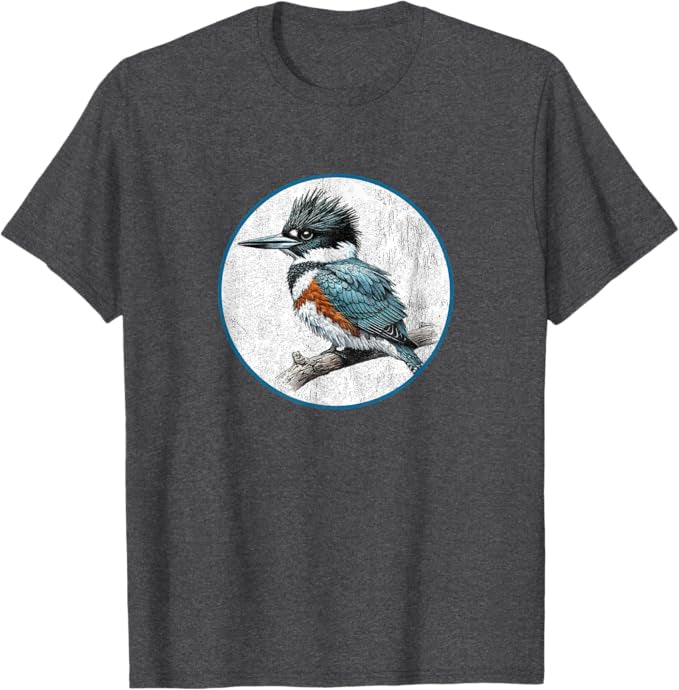 Belted Kingfisher T-Shirt Retro Design by Bird.fan | Men's Birding Graphic Tee