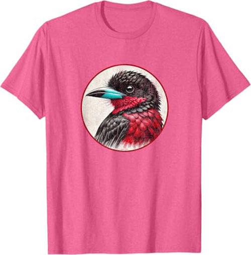 Black and Red Broadbill T-Shirt Retro Design by Bird.fan