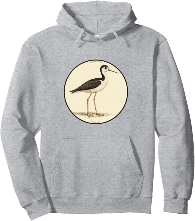Retro Black-Necked Stilt Hoodie – Vintage Bird Design Sweatshirt