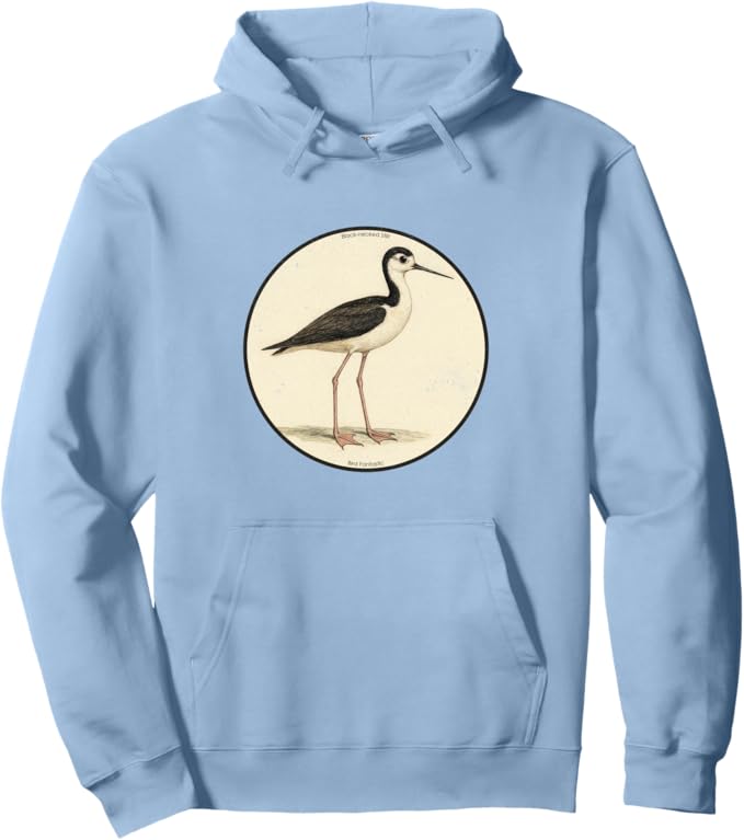 Retro Black-Necked Stilt Hoodie – Vintage Bird Design Sweatshirt