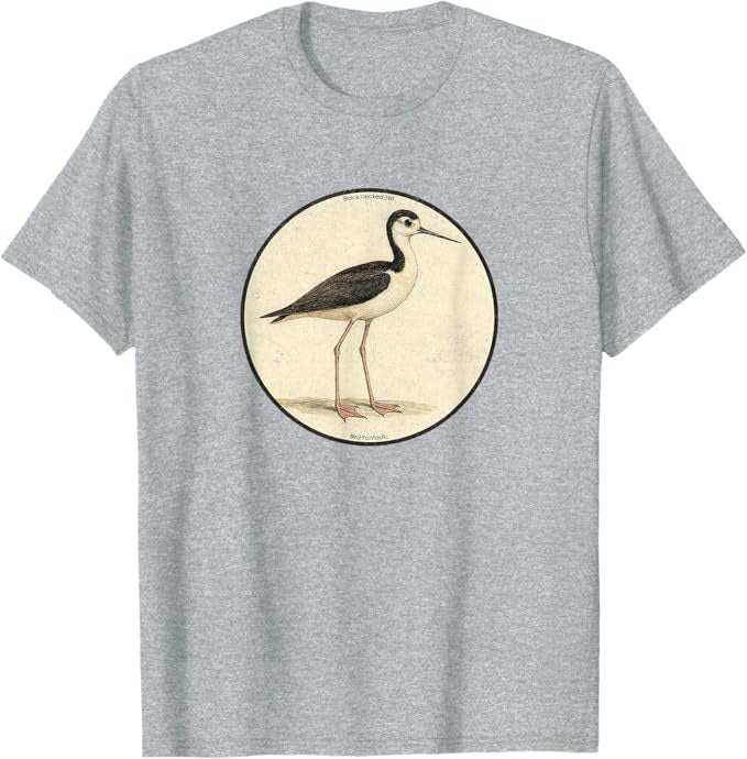 Black-necked Stilt T-Shirt Retro Design by Bird Fan | Birding Graphic Tee