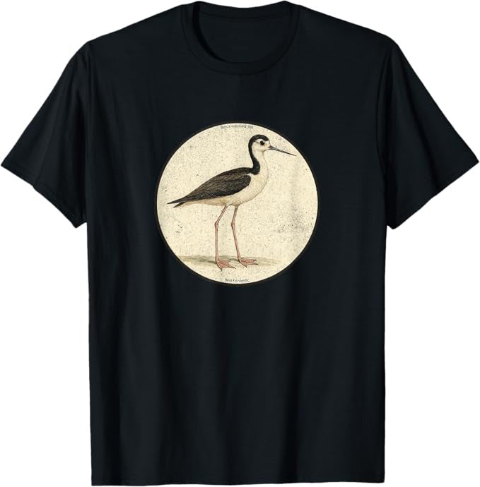 Black-necked Stilt T-Shirt Retro Design by Bird Fan | Birding Graphic Tee