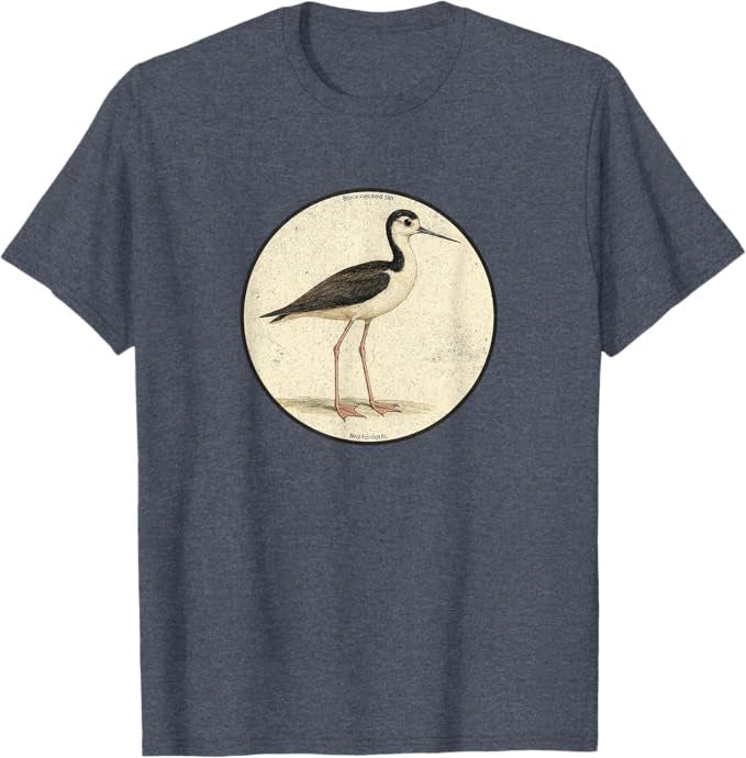 Black-necked Stilt T-Shirt Retro Design by Bird Fan | Birding Graphic Tee