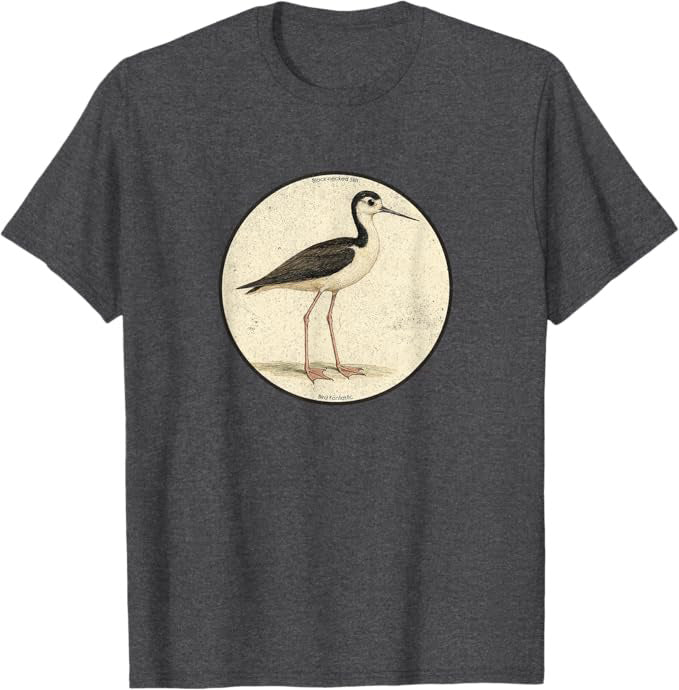 Black-necked Stilt T-Shirt Retro Design by Bird Fan | Birding Graphic Tee