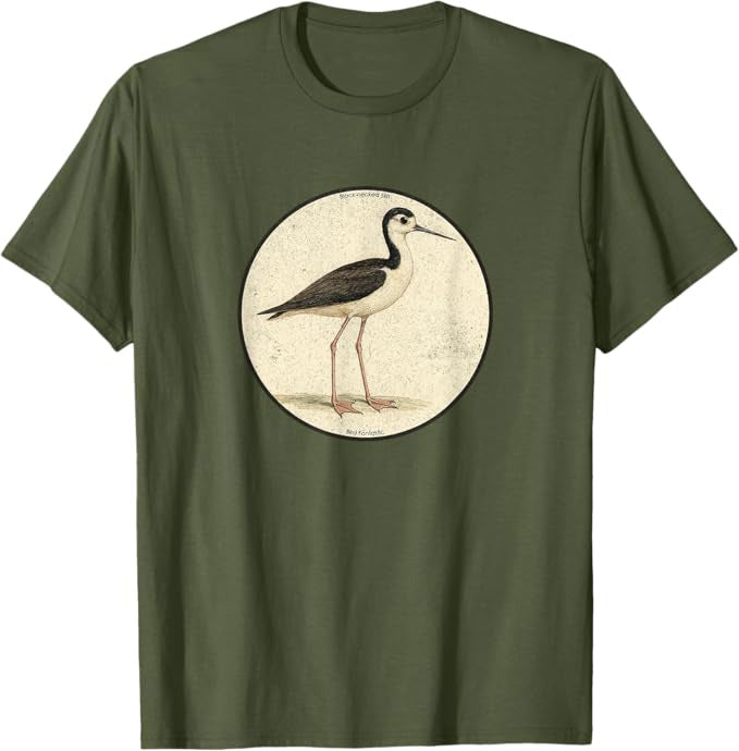 Black-necked Stilt T-Shirt Retro Design by Bird Fan | Birding Graphic Tee