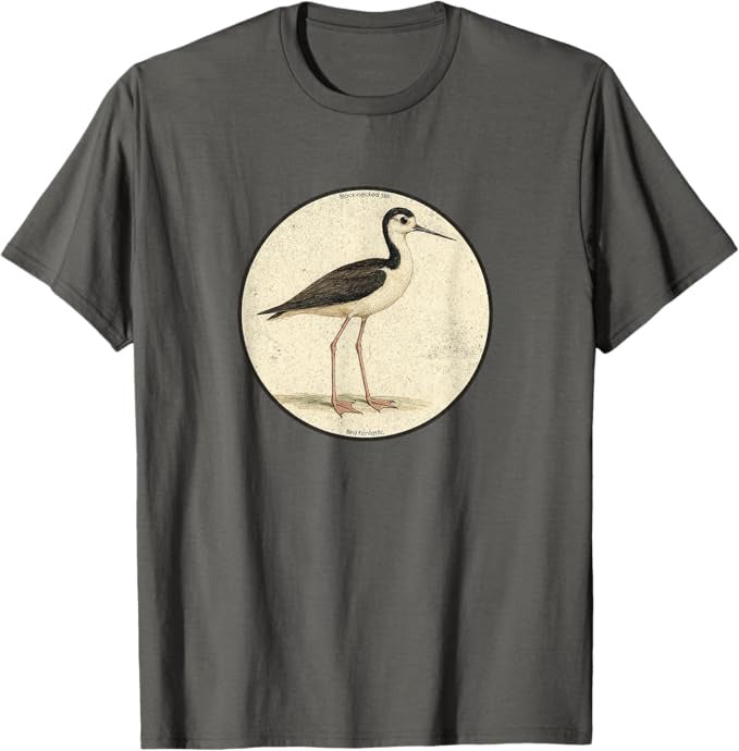 Black-necked Stilt T-Shirt Retro Design by Bird Fan | Birding Graphic Tee