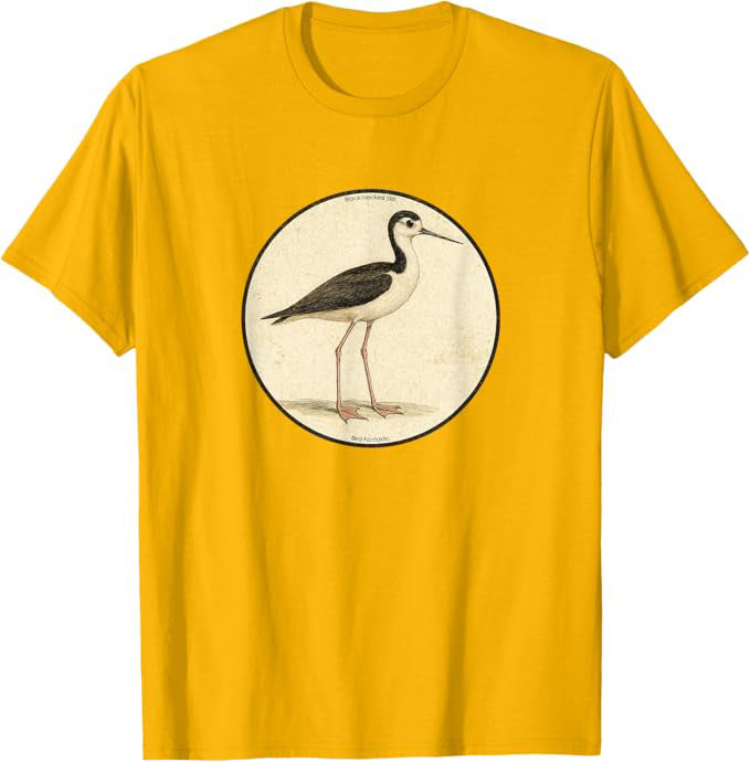 Black-necked Stilt T-Shirt Retro Design by Bird Fan | Birding Graphic Tee
