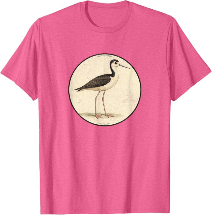 Black-necked Stilt T-Shirt Retro Design by Bird Fan | Birding Graphic Tee