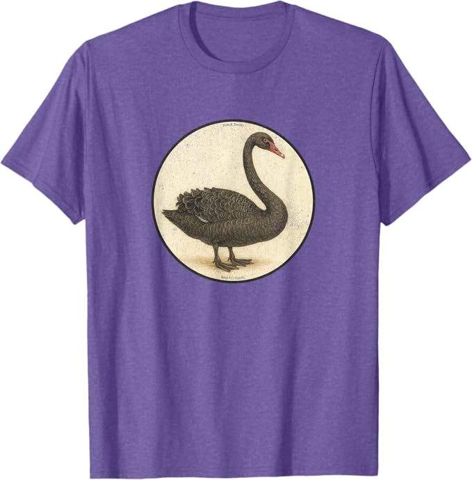 Retro Black Swan T-Shirt Design 10 Colors by Bird Fantastic | Birding Graphic Tee