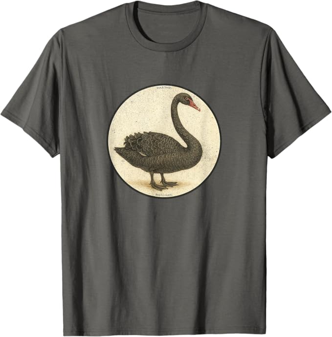 Retro Black Swan T-Shirt Design 10 Colors by Bird Fantastic | Birding Graphic Tee