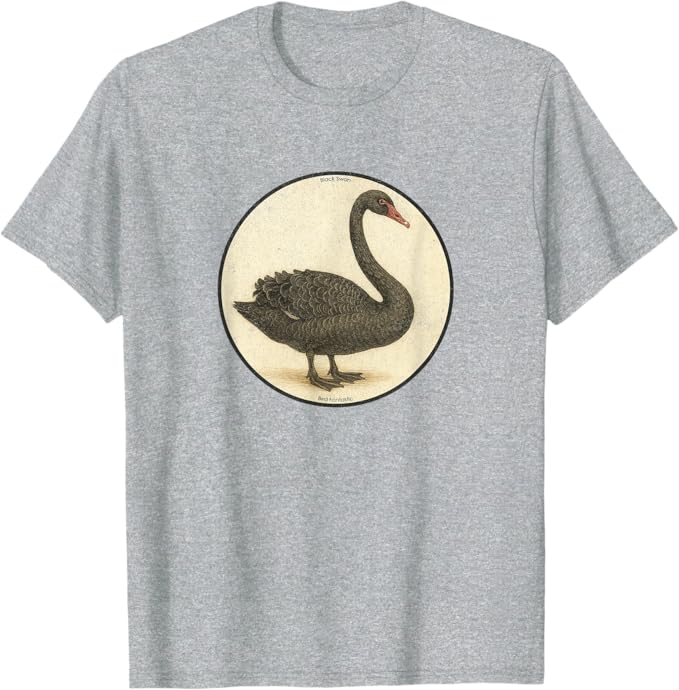 Retro Black Swan T-Shirt Design 10 Colors by Bird Fantastic | Birding Graphic Tee