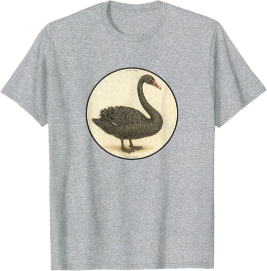 Retro Black Swan T-Shirt Design 10 Colors by Bird Fantastic | Birding Graphic Tee