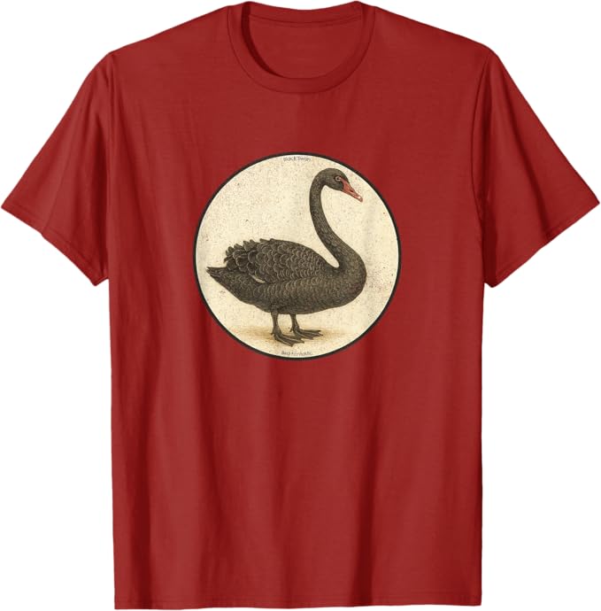 Retro Black Swan T-Shirt Design 10 Colors by Bird Fantastic | Birding Graphic Tee