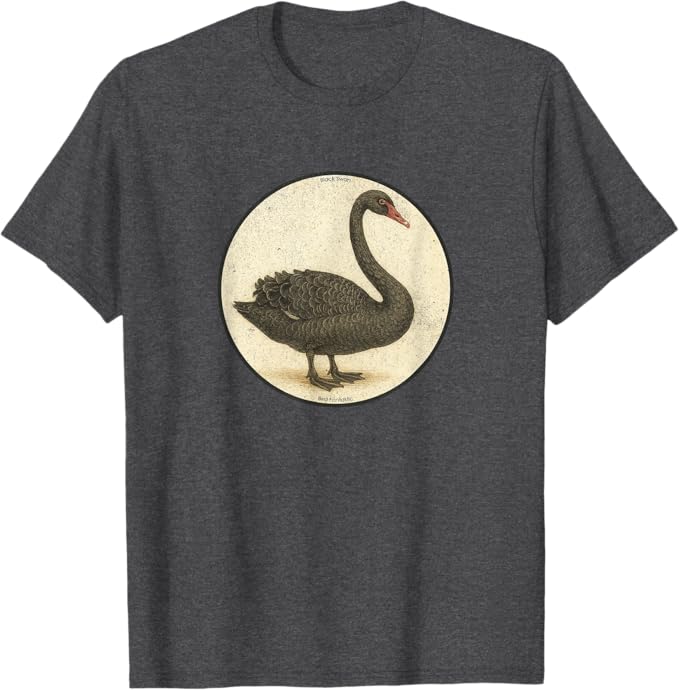 Retro Black Swan T-Shirt Design 10 Colors by Bird Fantastic | Birding Graphic Tee