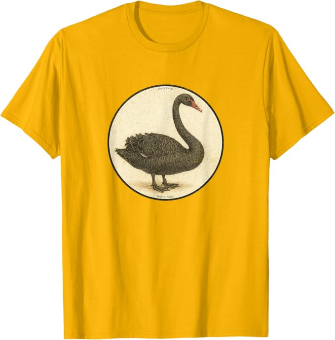 Retro Black Swan T-Shirt Design 10 Colors by Bird Fantastic | Birding Graphic Tee