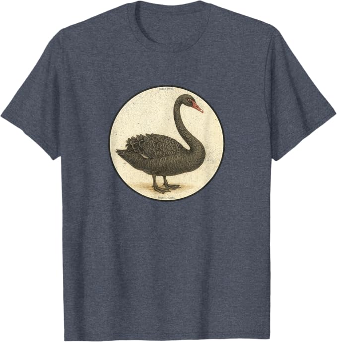 Retro Black Swan T-Shirt Design 10 Colors by Bird Fantastic | Birding Graphic Tee