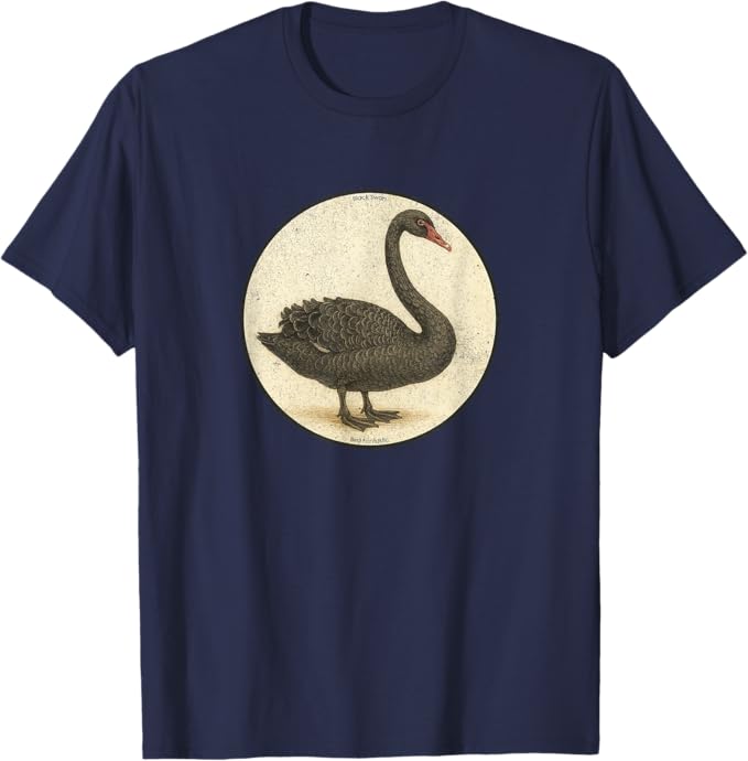Retro Black Swan T-Shirt Design 10 Colors by Bird Fantastic | Birding Graphic Tee