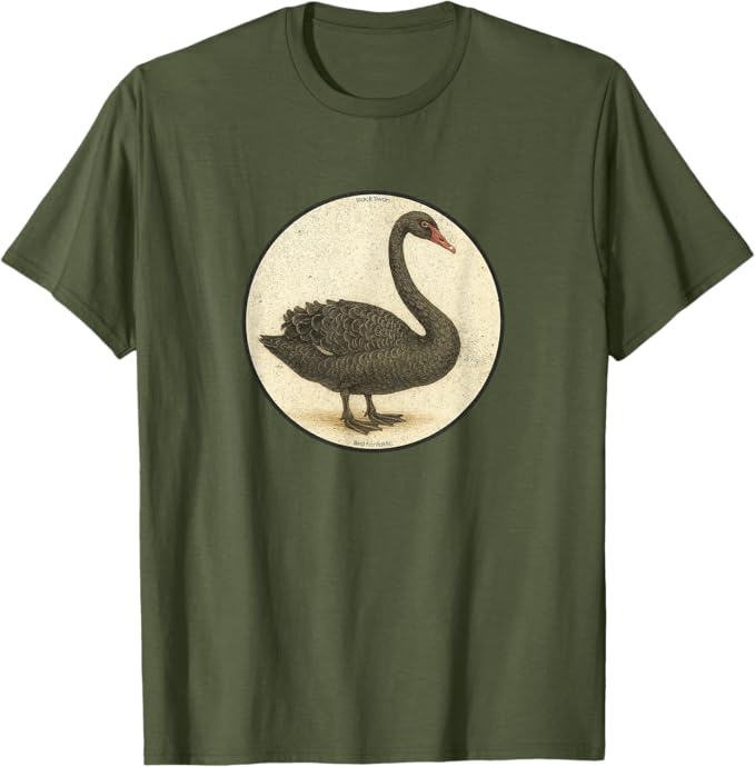 Retro Black Swan T-Shirt Design 10 Colors by Bird Fantastic | Birding Graphic Tee