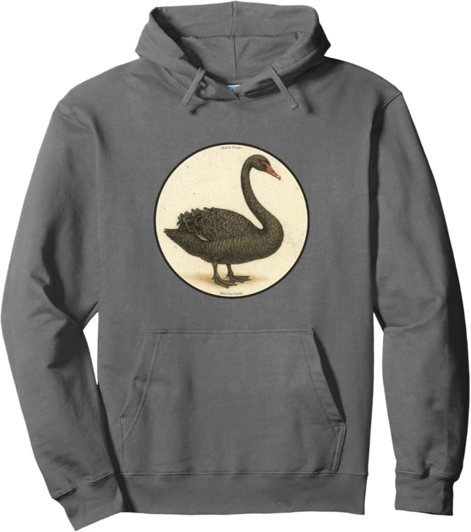 Retro Black Swan Hoodie – Vintage Bird Design Sweatshirt