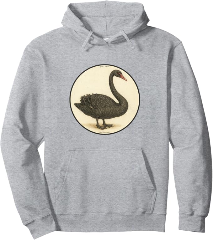 Retro Black Swan Hoodie – Vintage Bird Design Sweatshirt
