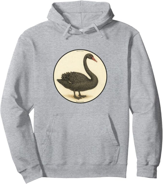 Retro Black Swan Hoodie – Vintage Bird Design Sweatshirt