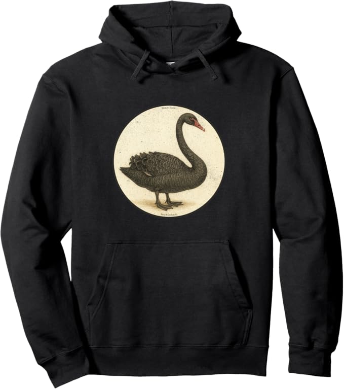 Retro Black Swan Hoodie – Vintage Bird Design Sweatshirt