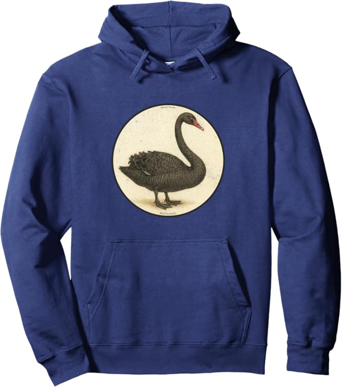 Retro Black Swan Hoodie – Vintage Bird Design Sweatshirt