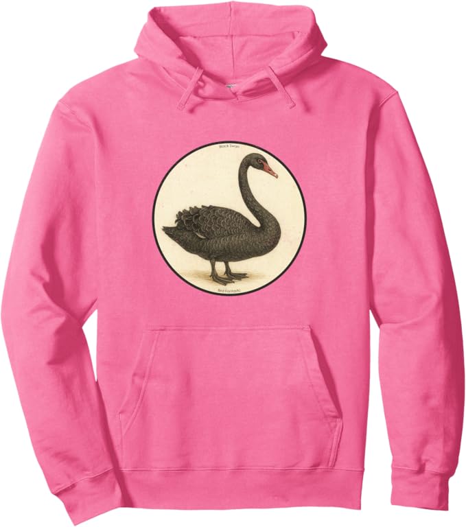 Retro Black Swan Hoodie – Vintage Bird Design Sweatshirt
