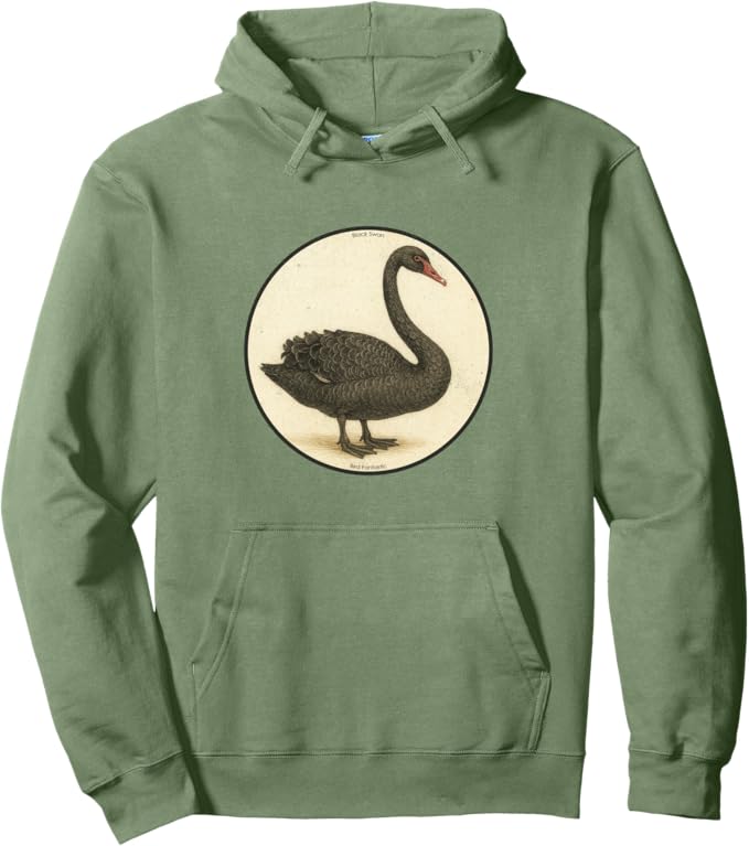 Retro Black Swan Hoodie – Vintage Bird Design Sweatshirt