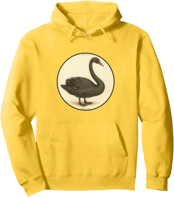 Retro Black Swan Hoodie – Vintage Bird Design Sweatshirt