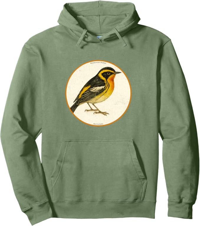 Retro Blackburnian Warbler Hoodie – Vintage Bird Design Sweatshirt