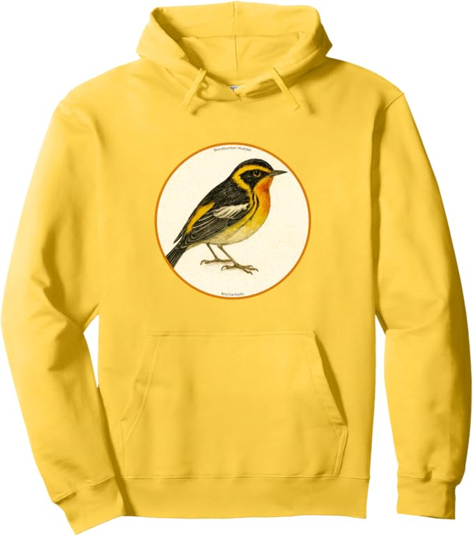 Retro Blackburnian Warbler Hoodie – Vintage Bird Design Sweatshirt