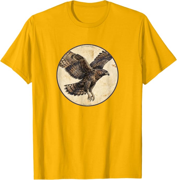 Retro Black Hawk-Eagle T-Shirt Design 10 Colors by Bird Fantastic | Birding Graphic Tee